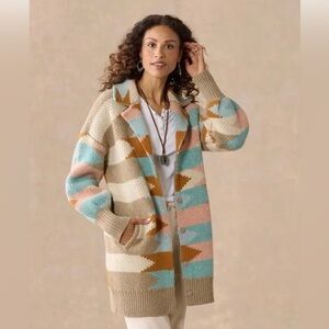 NWT Sundance Mountain Voyager Aztec Cocoon Chunky Wool Sweater Coat Size Medium